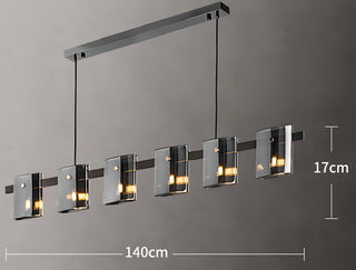 Axton - Hanging Multi Head Tinted Curved Glass Ceiling Light Chandelier