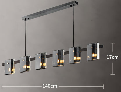 Axton - Hanging Multi Head Tinted Curved Glass Ceiling Light Chandelier