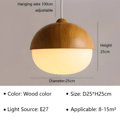 Delia - Modern Scandinavian Wooden Round Hanging Pendant Ceiling Light