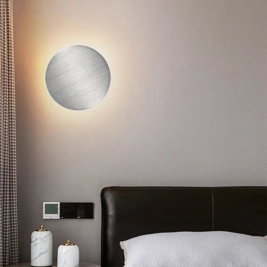 Oskar - Modern Brushed Metal Disc Wall Lamp