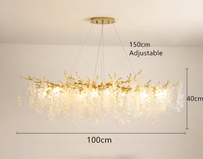 Layne - Glass Gold Tree Hanging Flower Petal Ceiling Light Chandelier