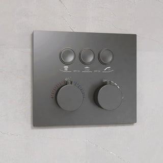 Harden - Modern Brass Wall Mounted Black Shower System with Thermostatic Controls