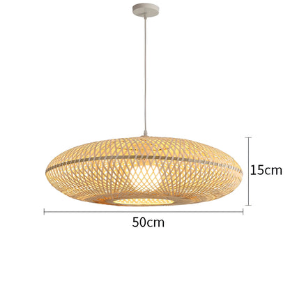 Clemencia - Handmade Rattan Woven Bamboo Oval Hanging Pendant Ceiling Light