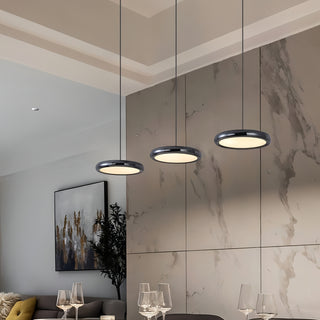 Omari - Modern Multi Head Black Dish Hanging Round Ceiling Light