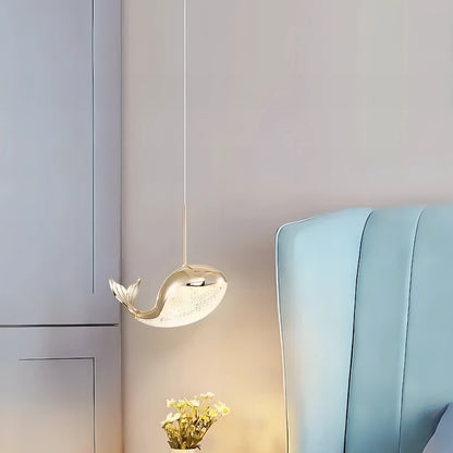 Rondio - Gold Dolphin/Whale Pendant Hanging Ceiling Light