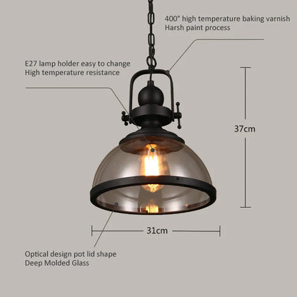 Jaco - Iron Black American Style Pendant Hanging Ceiling Light
