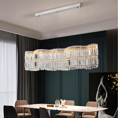 Aston - Crystal Wave Design Adjustable Ceiling Chandelier