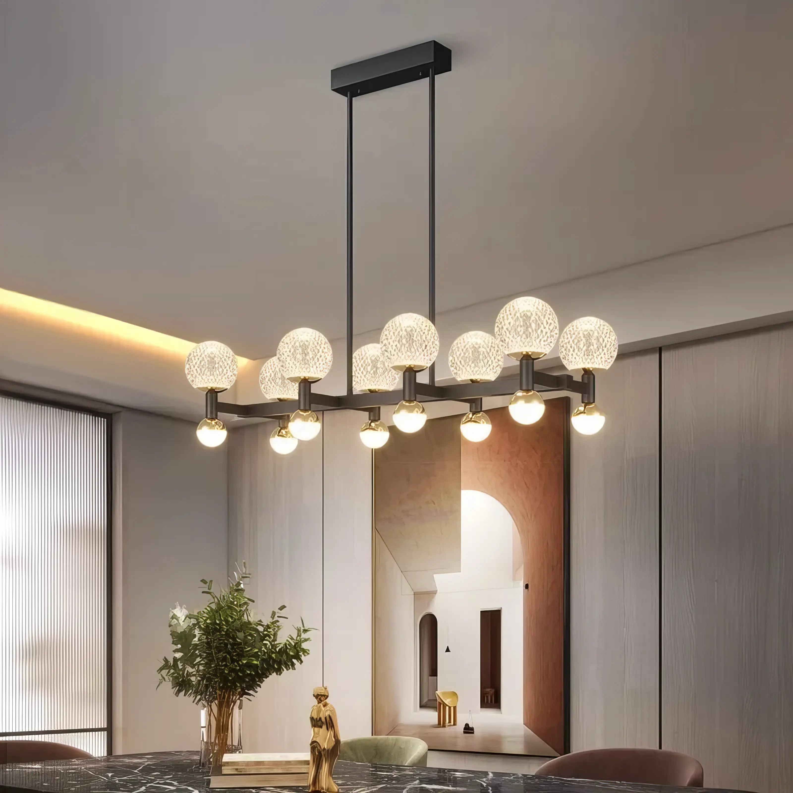 Uma - Modern Glass Ball Multi Head Ceiling Chandelier
