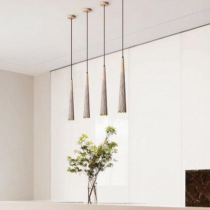 Ibolya - Wabi Sabi Wood Style Long Cone Tube Pendant Ceiling Light