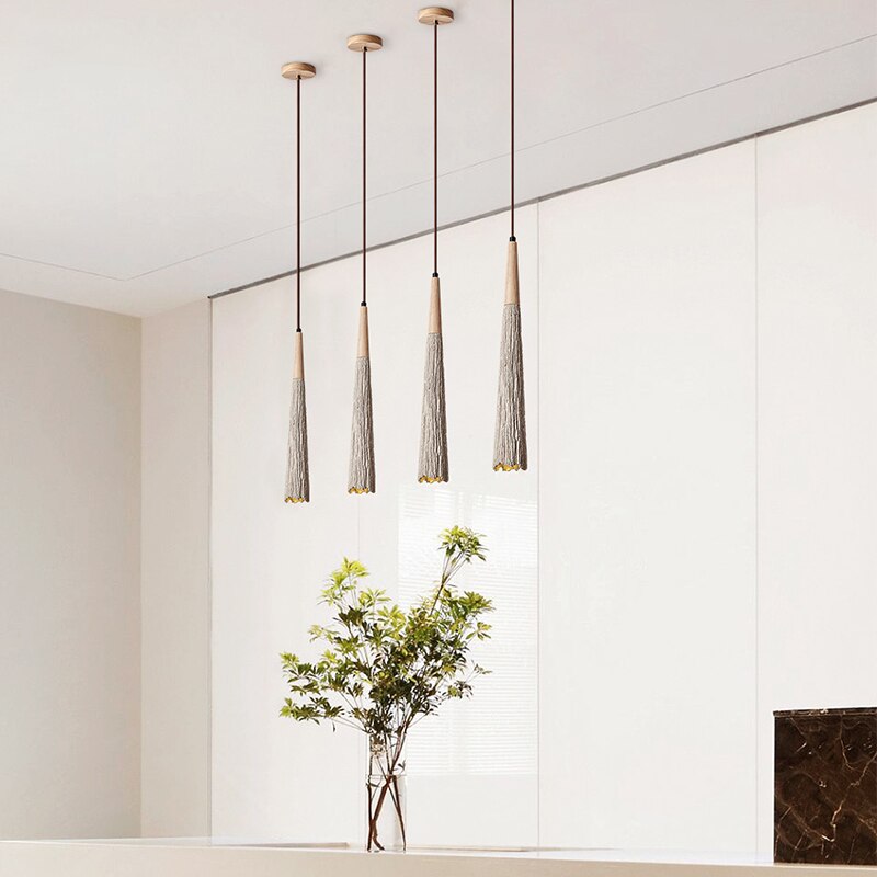 Ibolya - Wabi Sabi Wood Style Long Cone Tube Pendant Ceiling Light