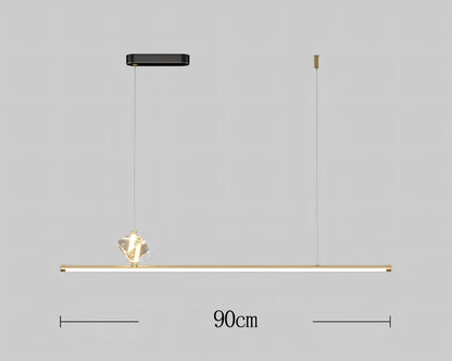Ivonne - Minimalist Thin Beam Crystal Hanging Pendant Ceiling Light