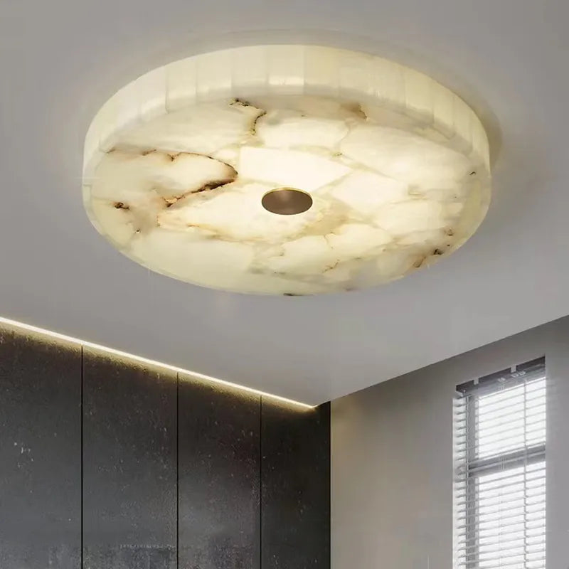 Romede - White Spanish Marble Round Ceiling Light