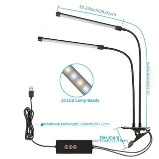 Piazza - Dual Head Clip on Desk Light Adjustable Light and Timer