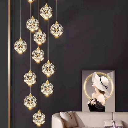 Percy - Hanging Crystal Gold Flower Ceiling Chandelier