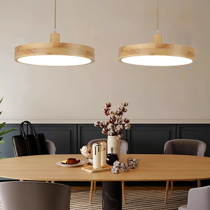 Dulce - Modern Thin Round Wooden Hanging Pendant Ceiling Light