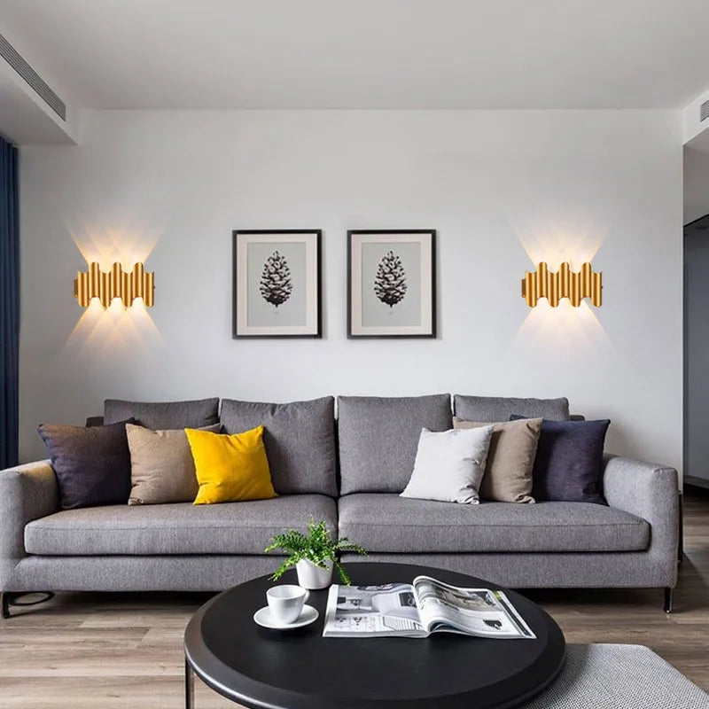 Battisti - Black Gold Cylindrical Up Down Modern Wall Light