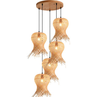 Ramirez - Handmade Bamboo Woven Multi Head Hanging Chandelier