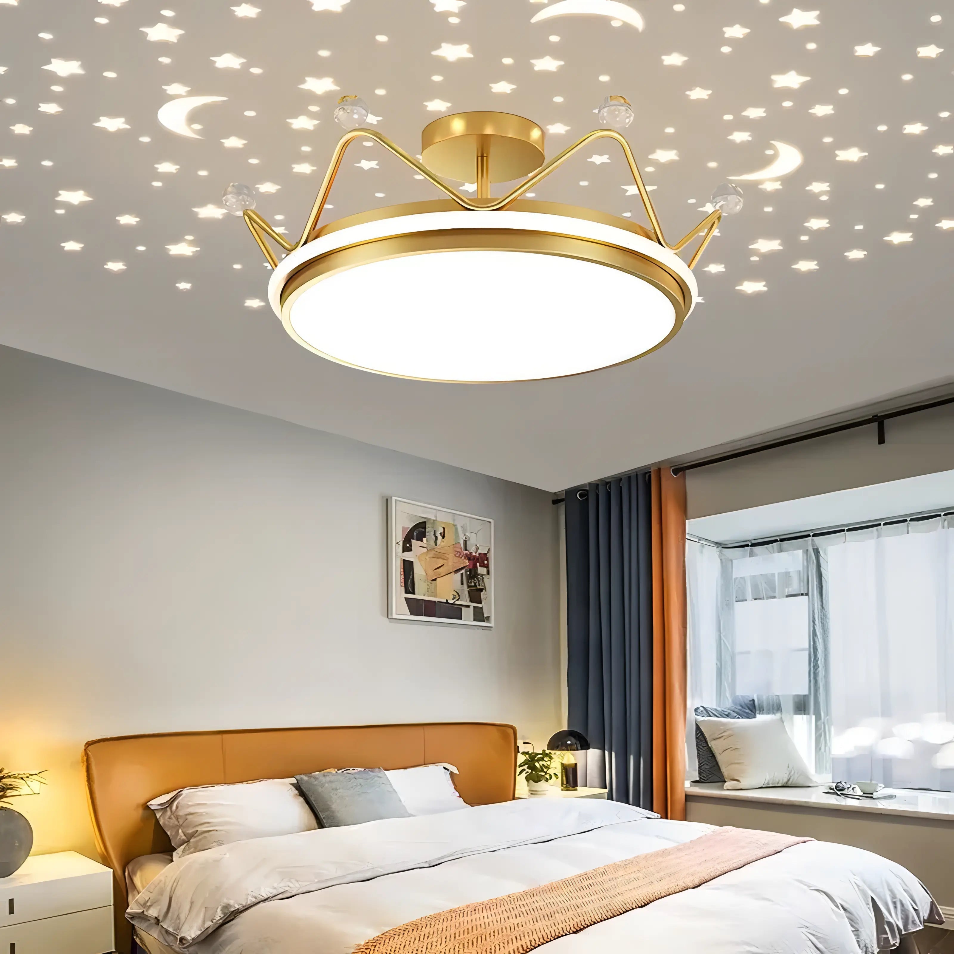 Makaylah - Reflecting Star Round LED Moon Children's Ceiling Light