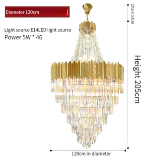 Duke - Gold Multi Tier Round Crystal Glass Hanging Ceiling Light Chandelier