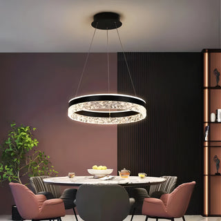 Zaira - Modern Crystal Glass Striped Circular Hanging Ceiling Light Chandelier