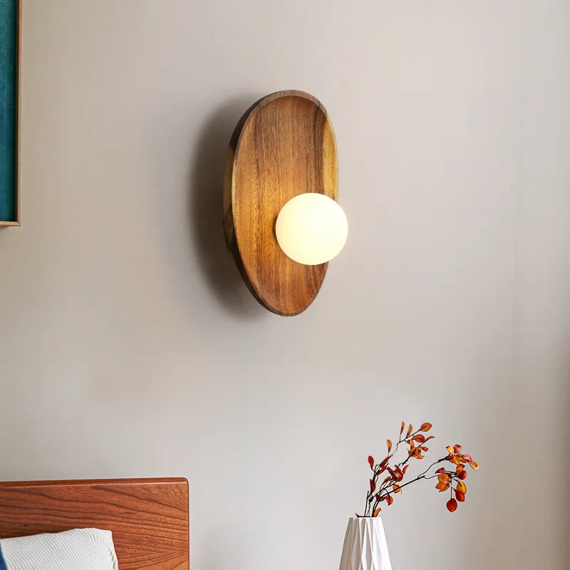 Stella - Natural Wooden Japanese Oval Circular Wall Light