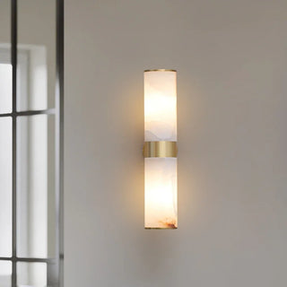 Fulvio - Natural Marble Stone Gold Cylindrical Up Down Wall Light