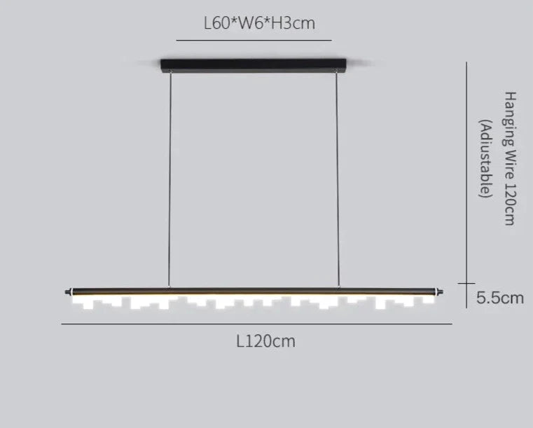 Dronika - Long Bar LED Modern Ceiling Chandelier Light Properties