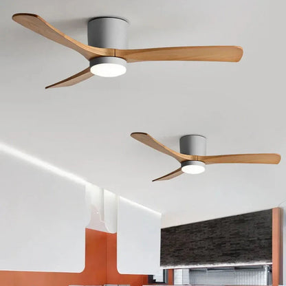 Alves - Nordic Modern Wood 3 Blade Reversible Ceiling Fan with LED Light