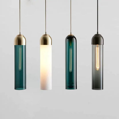 Murillo - Hanging Tube Coloured Glass Ceiling Pendant Light