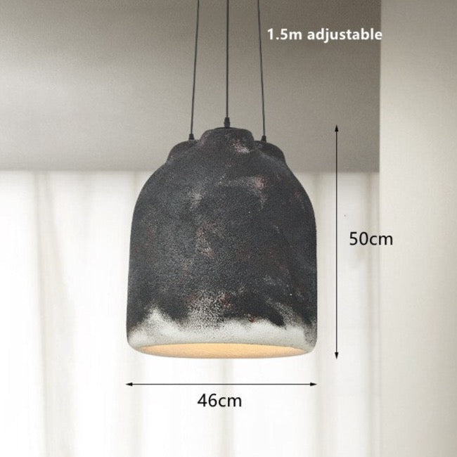 AKOKO - Round Hanging 3 Bulb Natural Modern Ceiling Light