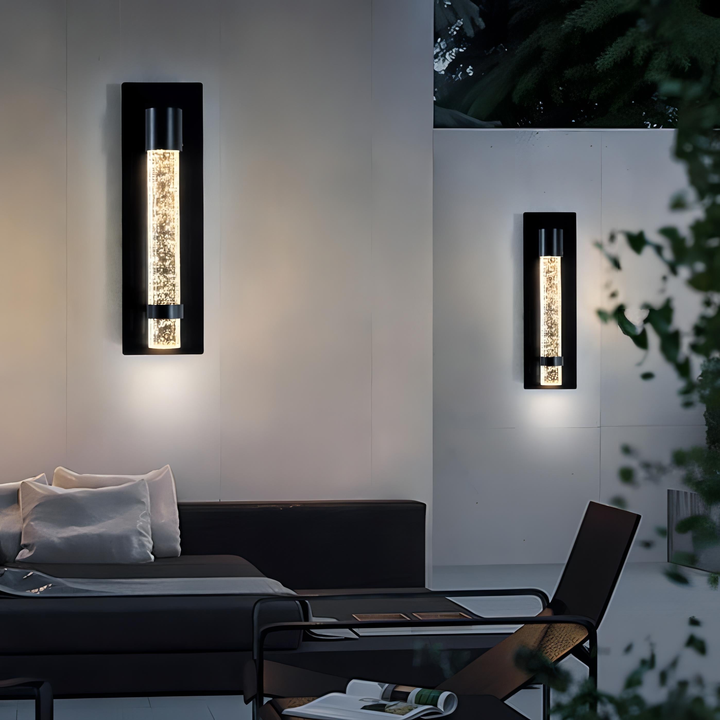 Owyn - Crystal Bubble Black Modern Outdoor Wall Light Bar
