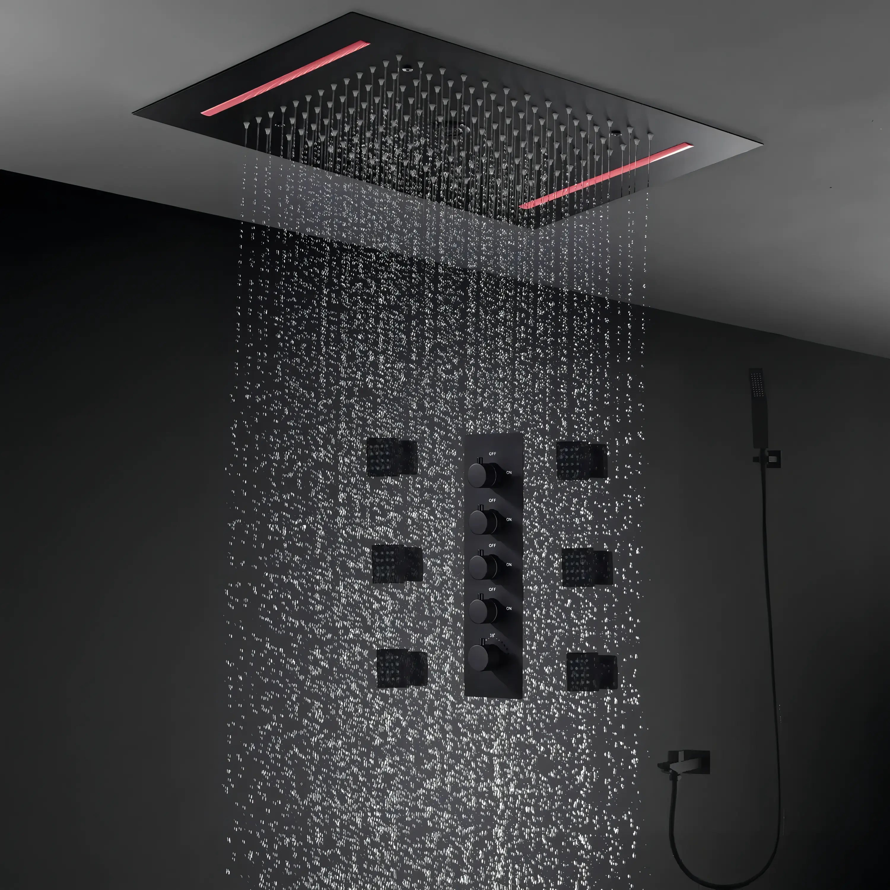 Remy - Rainfall Ceiling Shower Set with Ambient Lighting & Side Jets