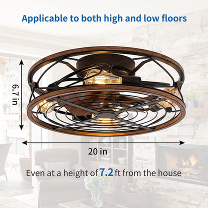 Zuri - Industrial Style Ceiling Fan with 4 Bulb Light