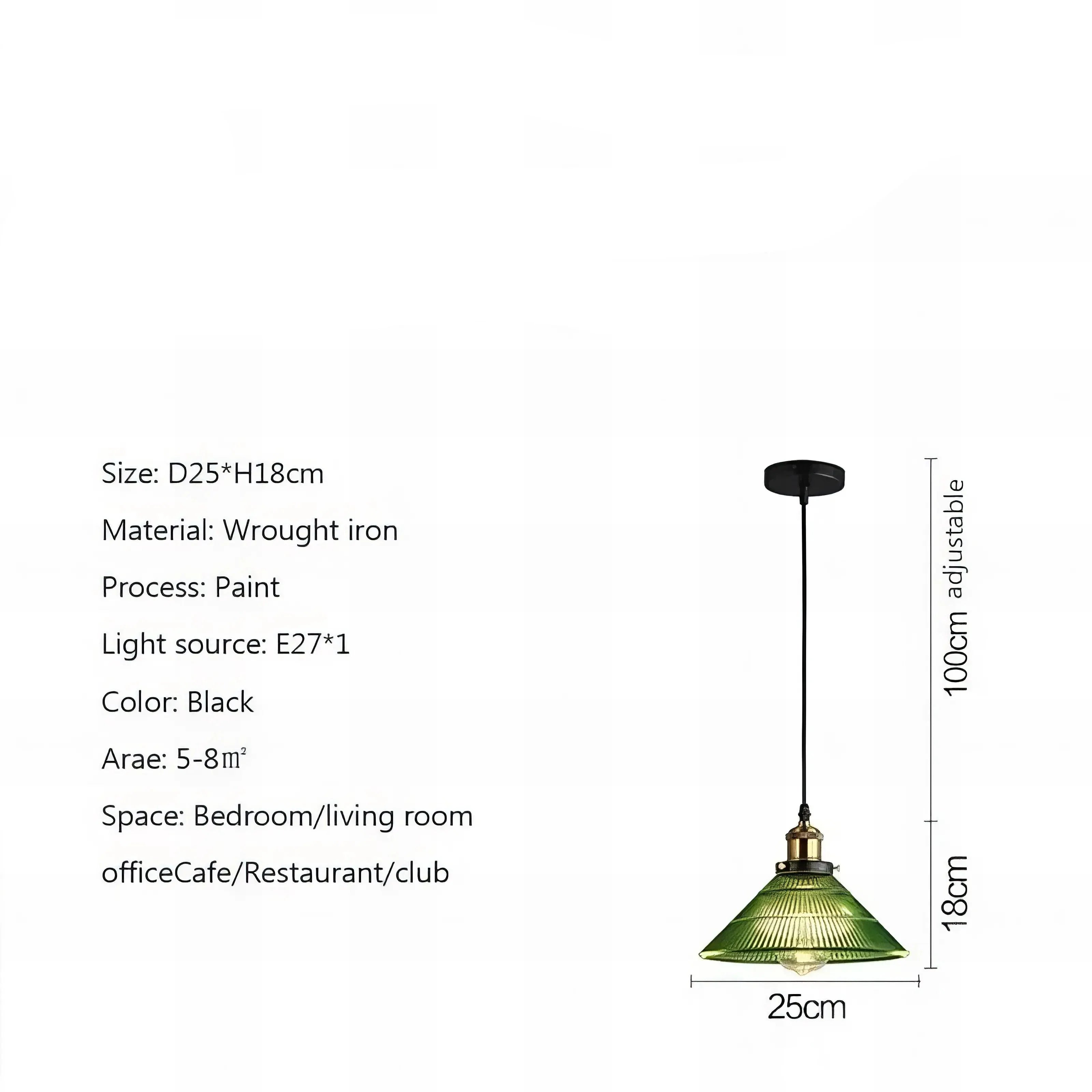 Olga - Round Green Glass Pendant Hanging Light