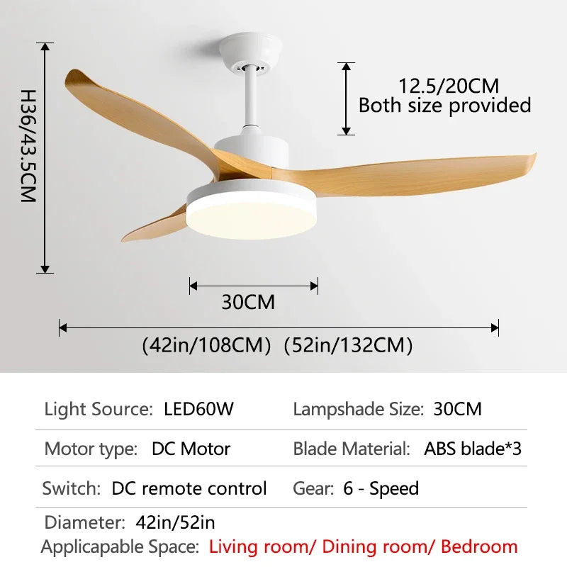 Johana - Modern 3-Blade Ceiling Fan with Integrated Round LED Light