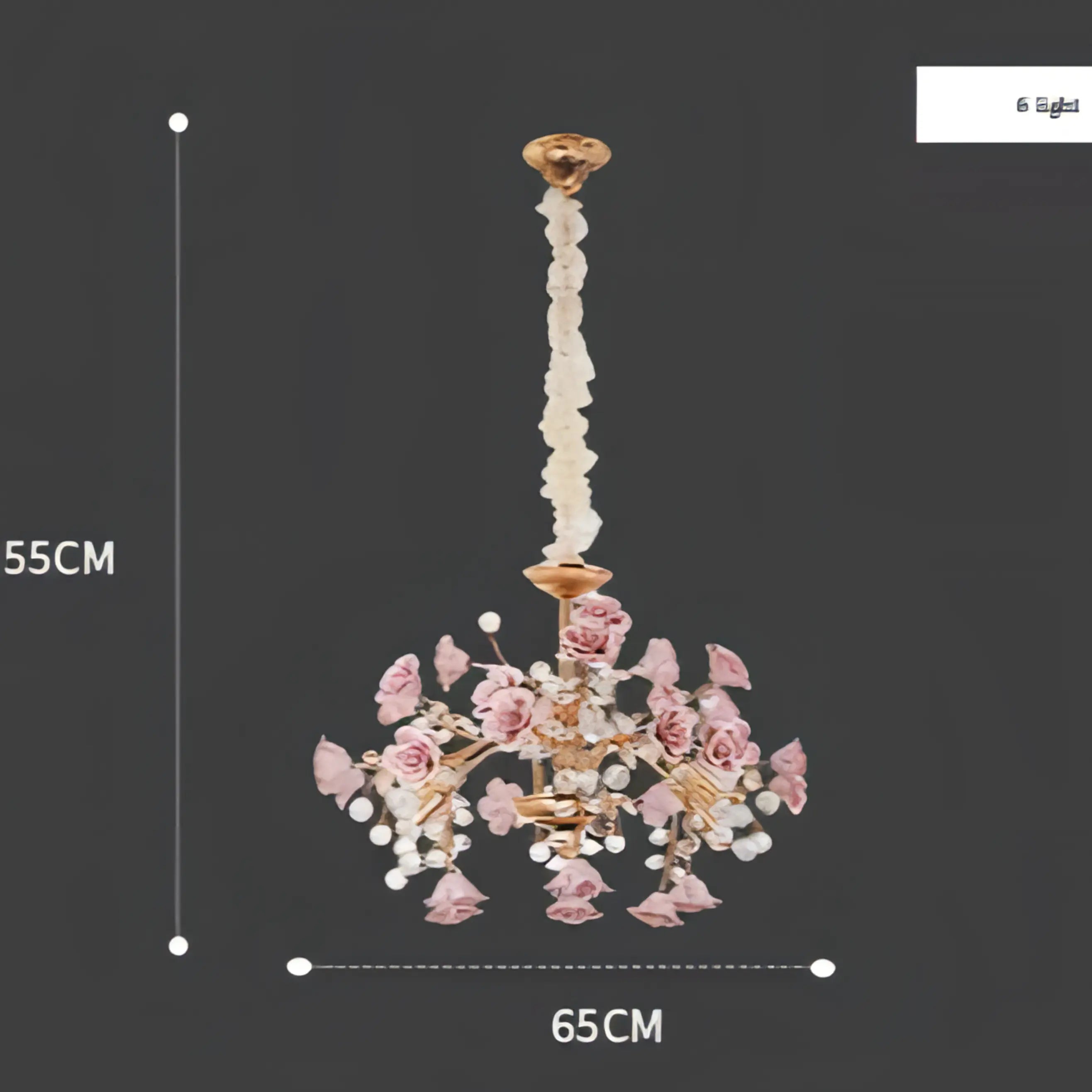 Marbella - Pink Flower Rose Crystal Hanging Ceiling Light Chandelier