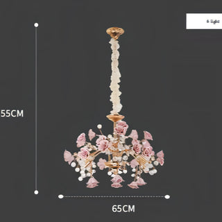 Marbella - Pink Flower Rose Crystal Hanging Ceiling Light Chandelier