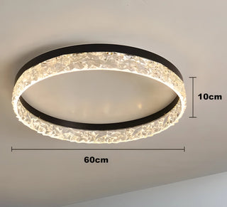 Ayesha - Modern Round Flush Mount Crystal Glass Dimmable Ceiling Light