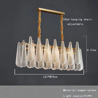 Roselia - Patterned Teardrop Glass Multi-layer Tiered Ceiling Light Chandelier