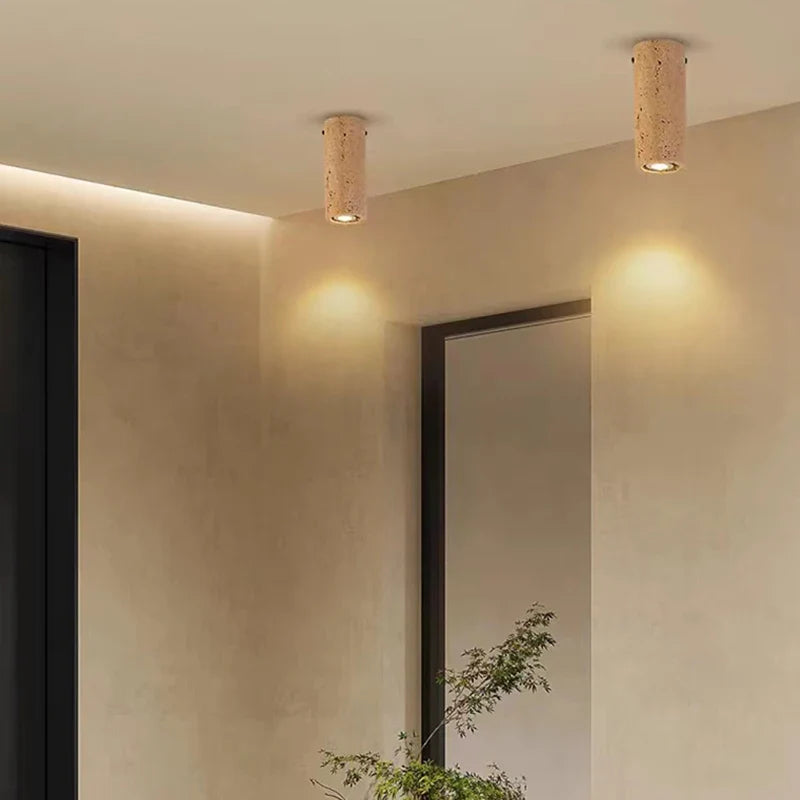 Orsola - Cylindrical Natural Stone Ceiling Light