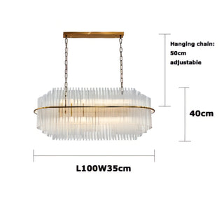 Leonard - Gold Tiered Tube Glass Crystal Round Oval Ceiling Light Chandelier