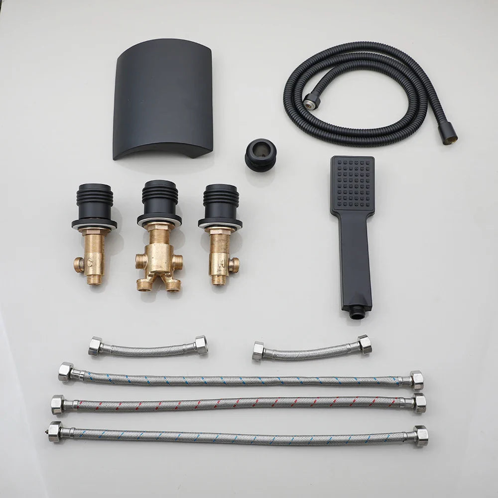 Janiya - Modern Bathtub Waterfall Tap Set with Pull Out Shower