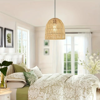 Cecilio - Bamboo Weaving Perforated Dome Hanging Pendant Ceiling Light