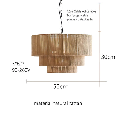 Carnes - Rattan Wicker Pendant Ceiling Light Bohemian Style