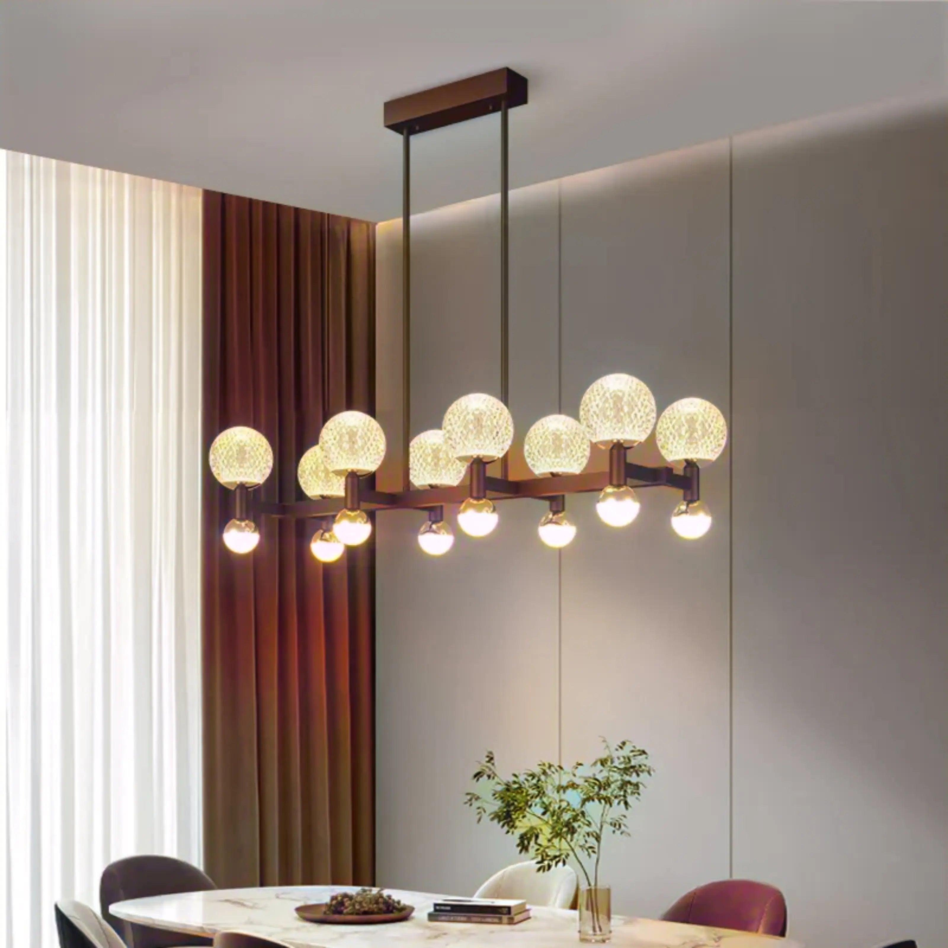 Uma - Modern Glass Ball Multi Head Ceiling Chandelier