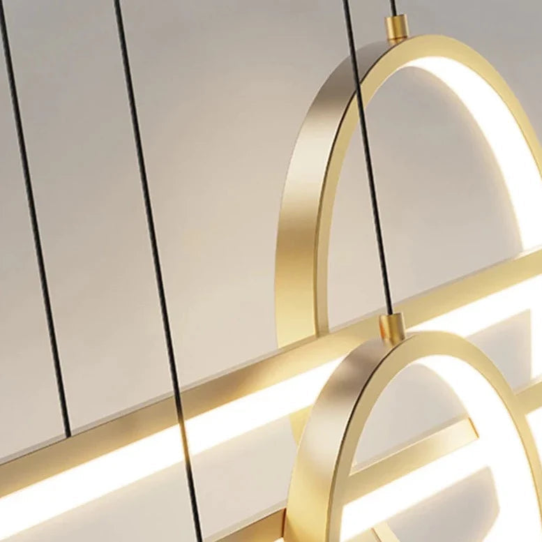 Evdokia - Modern Long Bar LED Double Ring Ceiling Light Chandelier