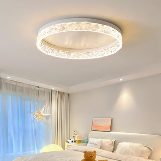 Ayesha - Modern Round Flush Mount Crystal Glass Dimmable Ceiling Light