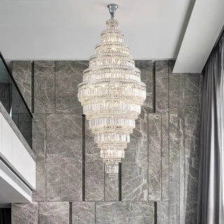 Genevra - Tiered Crystal Glass & Bead Chrome Chandelier