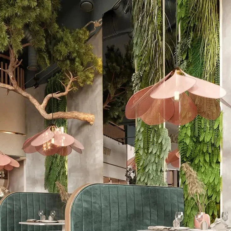 Milana - Fabric Flower Big Shade Hanging Pendant Ceiling Light