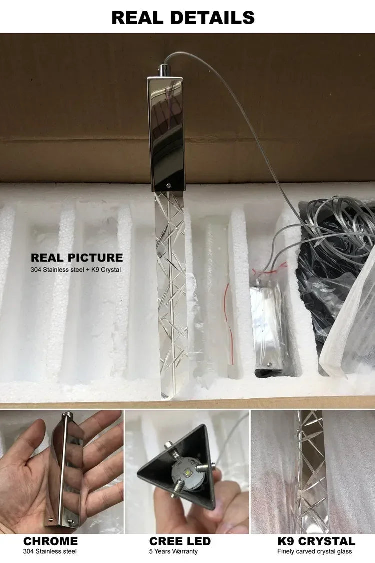 Tristan - Modern LED Transparent Long Bar Hanging Chandelier